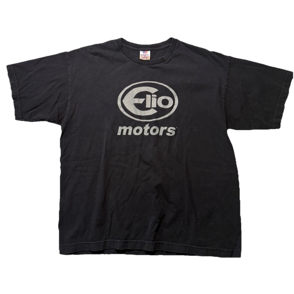 Elio Motors Logo T-Shirt Black Graphic Car Short Sleeve Cotton Large
